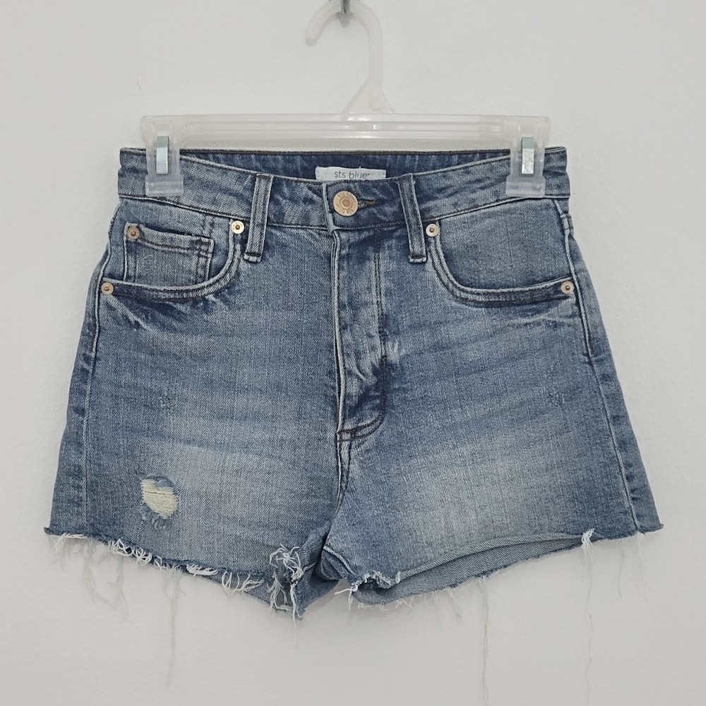 STS Blue Kate High Rise Distressed Denim Jean Shorts 24 - Picture 1 of 6